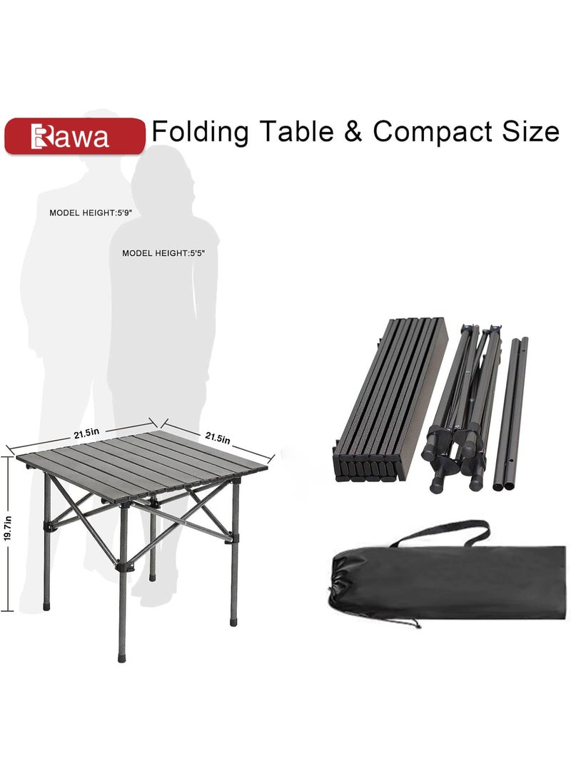 روعة طاولة تخييم قابلة للطي محمولة تتسع لـ 2-4 أشخاص طاولة قابلة للطي من الألومنيوم خفيفة الوزن مع حقيبة حمل للتخييم والمشي لمسافات طويلة والنزهات والشواء ورحلات الشاطئ وحفلات ما قبل المباريات - Image 2